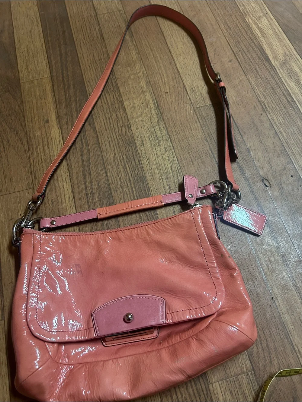 Coach Coral Pink Leather Shoulder Bag